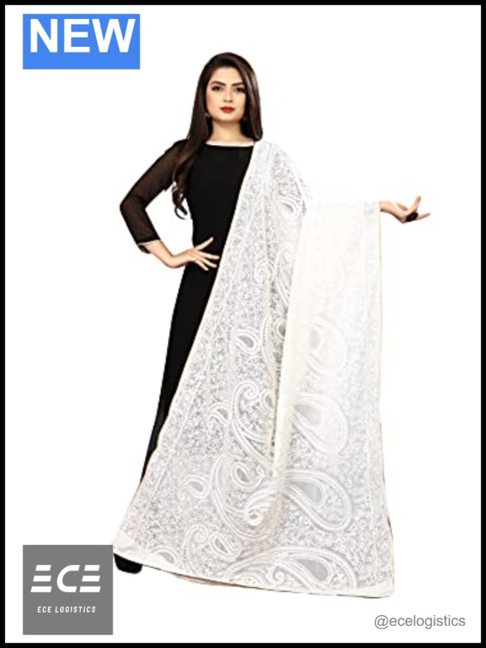 Georgette Embroidered Scarf Shawl Wrap Evening Dress Beach Cover-Up